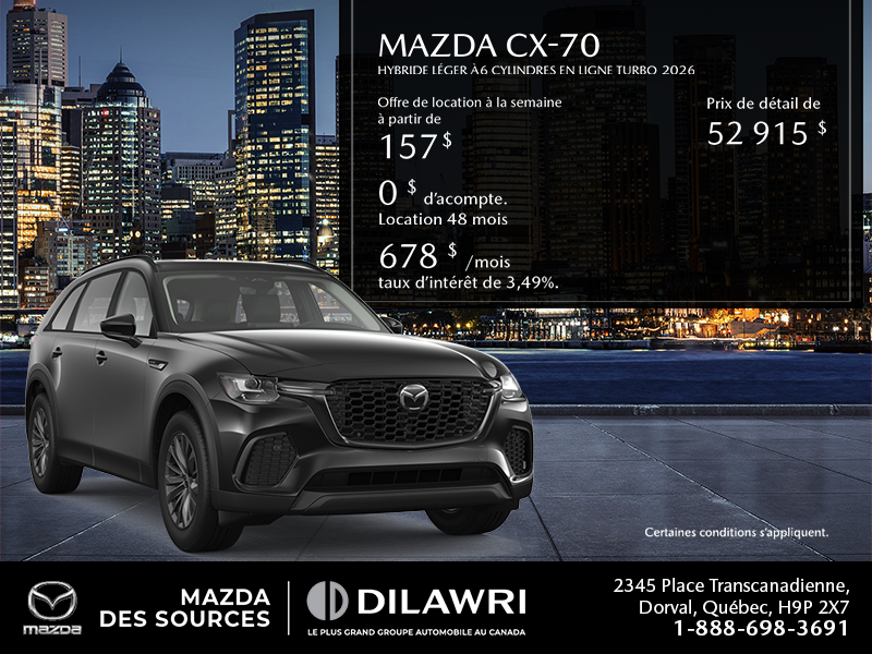 Procurez vous le Mazda CX-70 Hybride Léger 2026