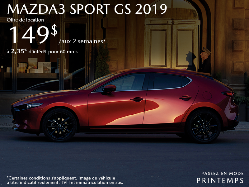 Procurez-vous une Mazda3 Sport 2019 aujourd'hui!