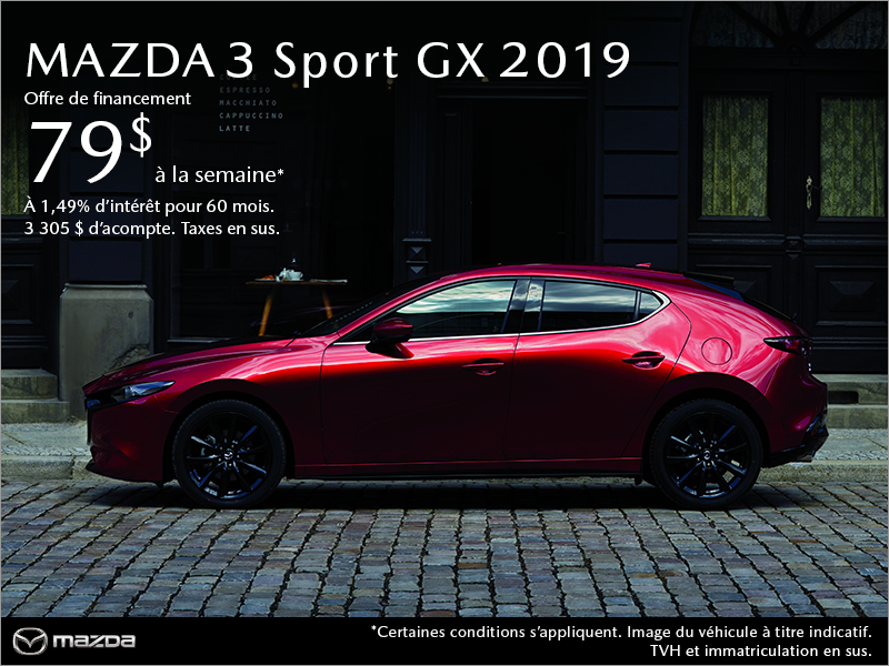 Procurez-vous une Mazda3 Sport 2019 aujourd'hui!