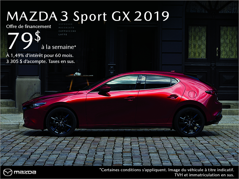 Procurez-vous une Mazda3 Sport 2019 aujourd'hui!