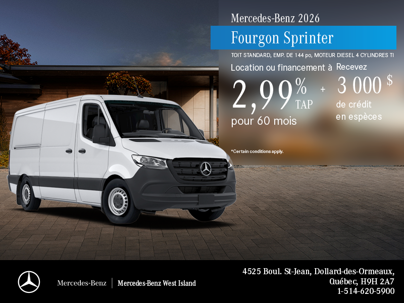 Mercedes-Benz Sprinter Cargo Van 2500 2026.