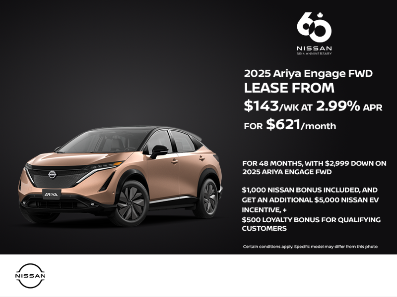 Get the 2025 Nissan Ariya Engage FWD Today!