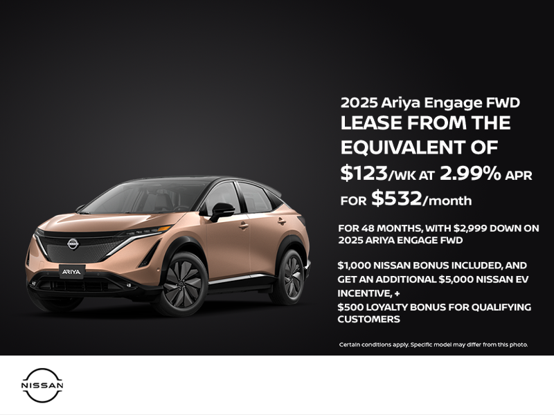 Get the 2025 Nissan Ariya Engage FWD Today!