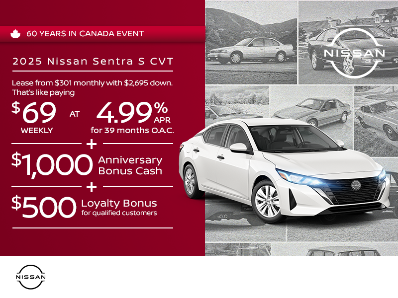 Get the 2025 Nissan Sentra S CVT Today!