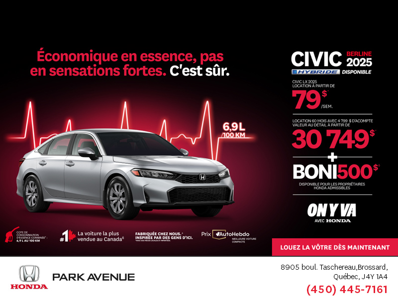 Obtenez le Honda Civic Sedan Hybride 2025 !