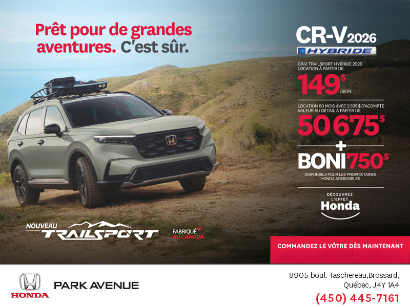 Obtenez le Honda CR-V Hybride 2026!