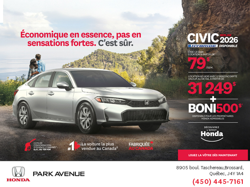 Obtenez le Honda Civic Sedan 2026 !