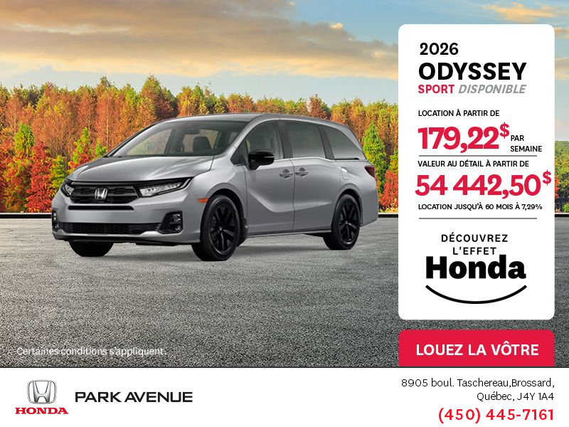 Obtenez le Honda Odyssey 2026 !