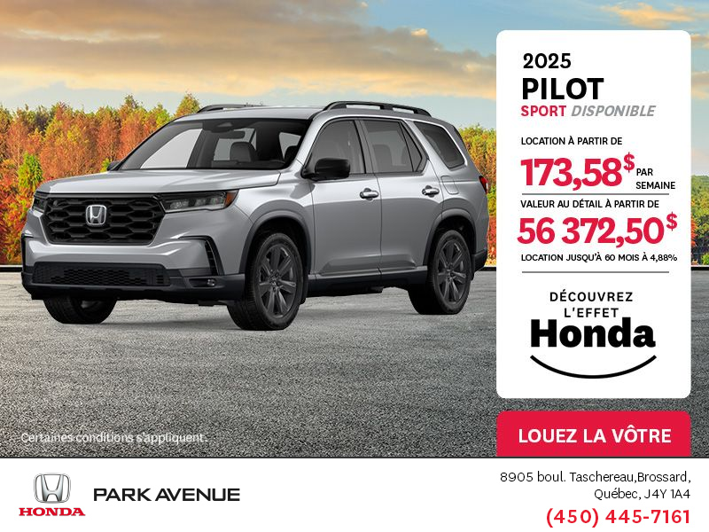 Obtenez le Honda Pilot 2025 !