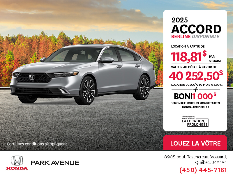 Obtenez la Honda Accord 2025 !