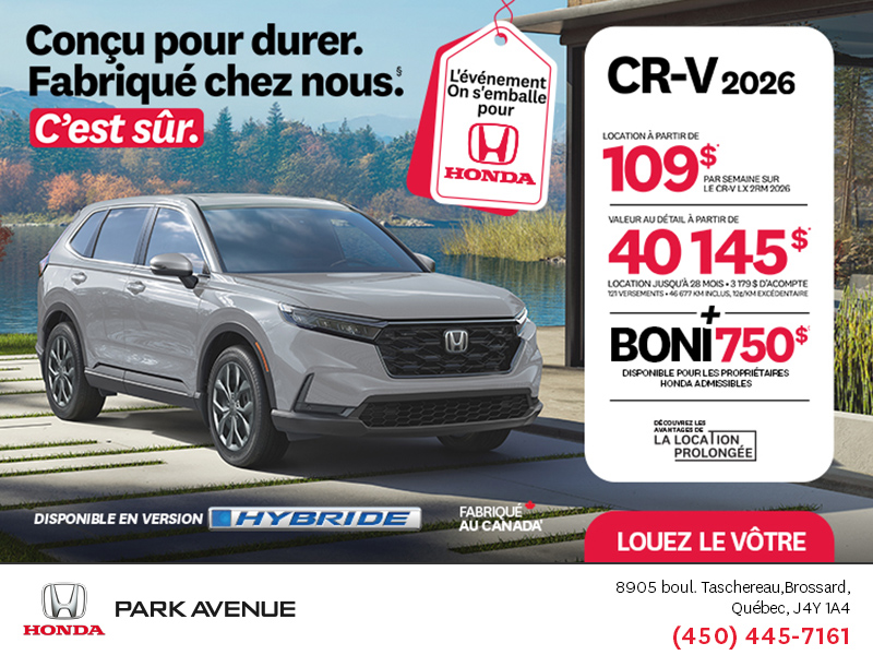 Obtenez le Honda CR-V 2026!
