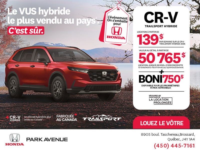 Obtenez le Honda CR-V Hybride 2026!