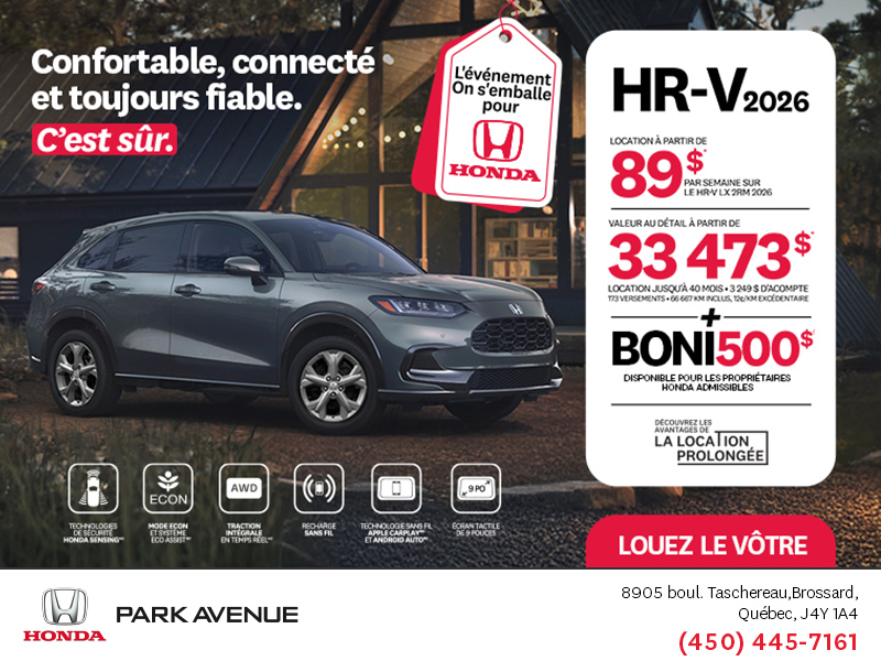 Obtenez le Honda HR-V 2026!