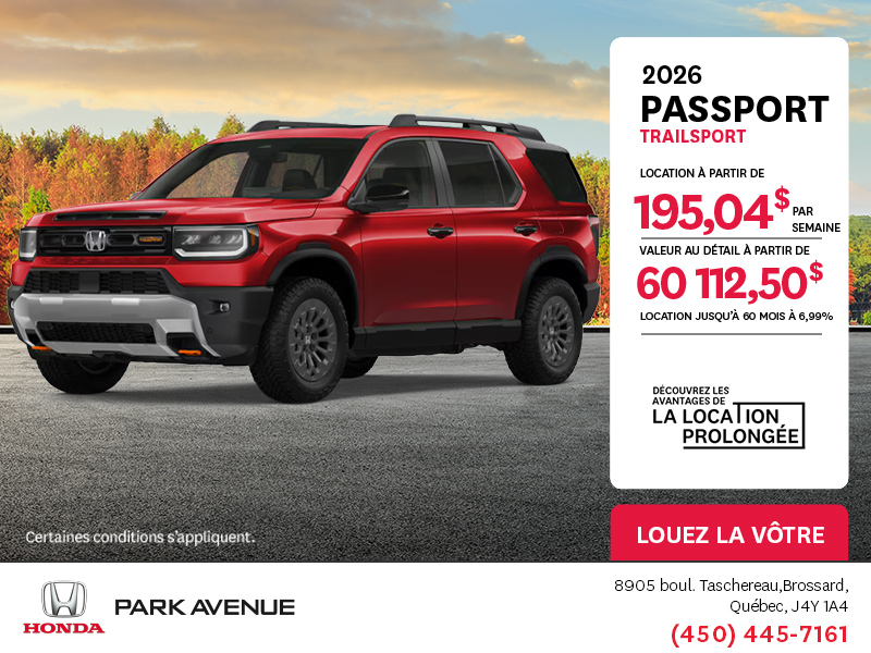 Obtenez le Honda Passport 2026 !