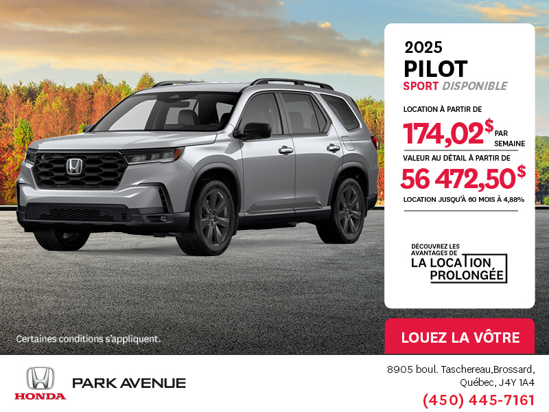 Obtenez le Honda Pilot 2025 !