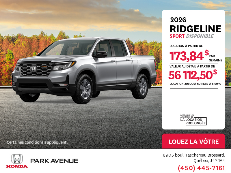 Obtenez le Honda Ridgeline 2025 !