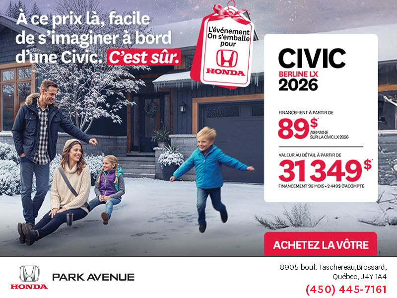 Obtenez le Honda Civic Berline 2026 !