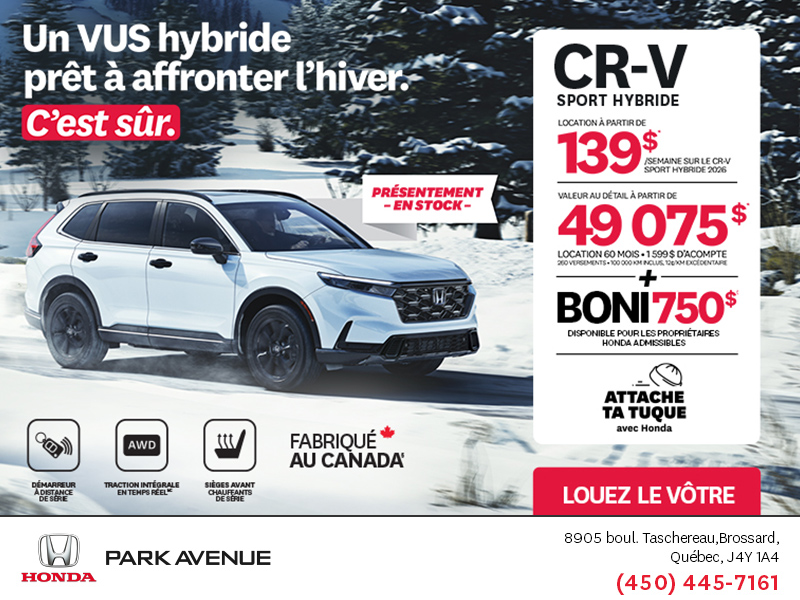 Obtenez le Honda CR-V Hybride 2026!