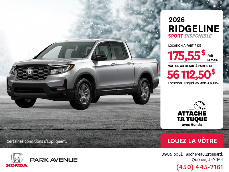 Obtenez le Honda Ridgeline 2026 !