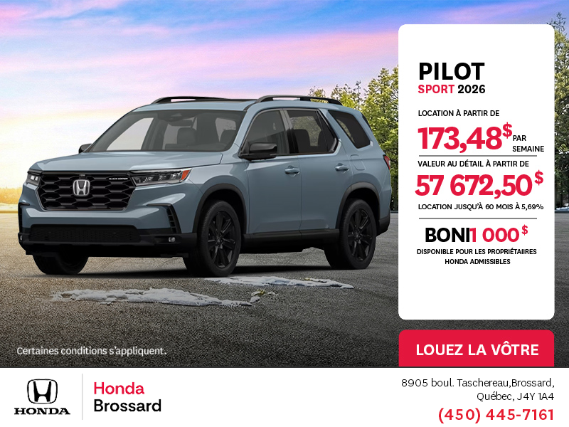 Obtenez le Honda Pilot 2026 !