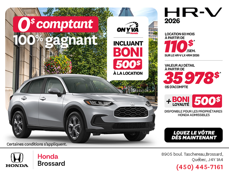 Obtenez la Honda HR-V 2026!