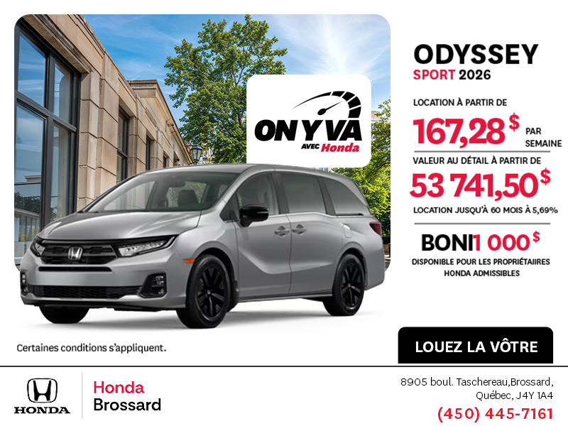 Obtenez la Honda Odyssey 2026 !