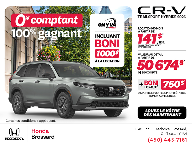 Obtenez le Honda CR-V Hybride 2026!