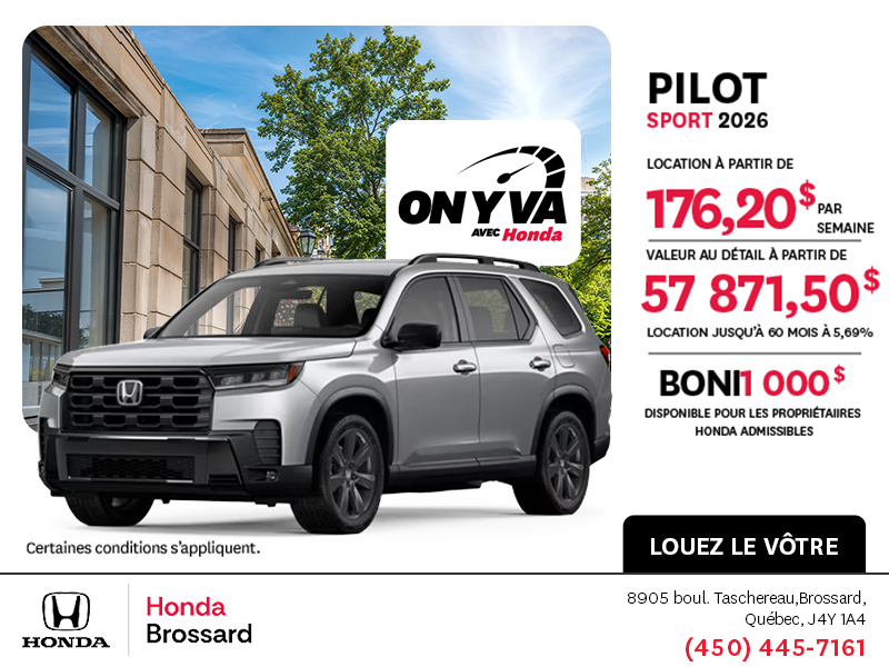 Obtenez le Honda Pilot 2026 !