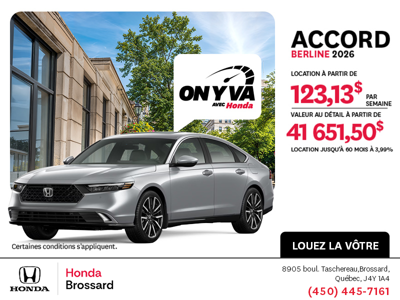 Obtenez la Honda Accord 2026 !