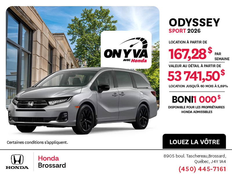 Obtenez la Honda Odyssey 2026 !