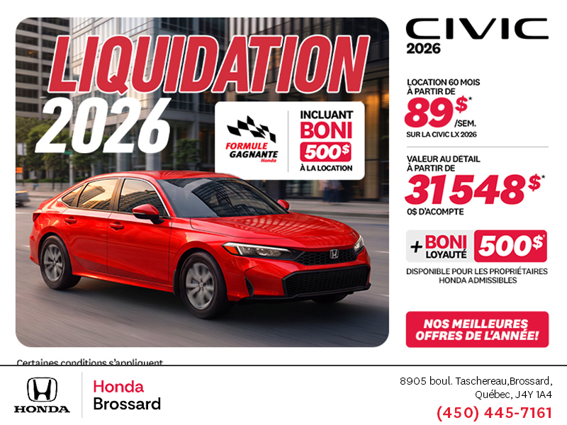 Obtenez la Honda Civic 2026 !