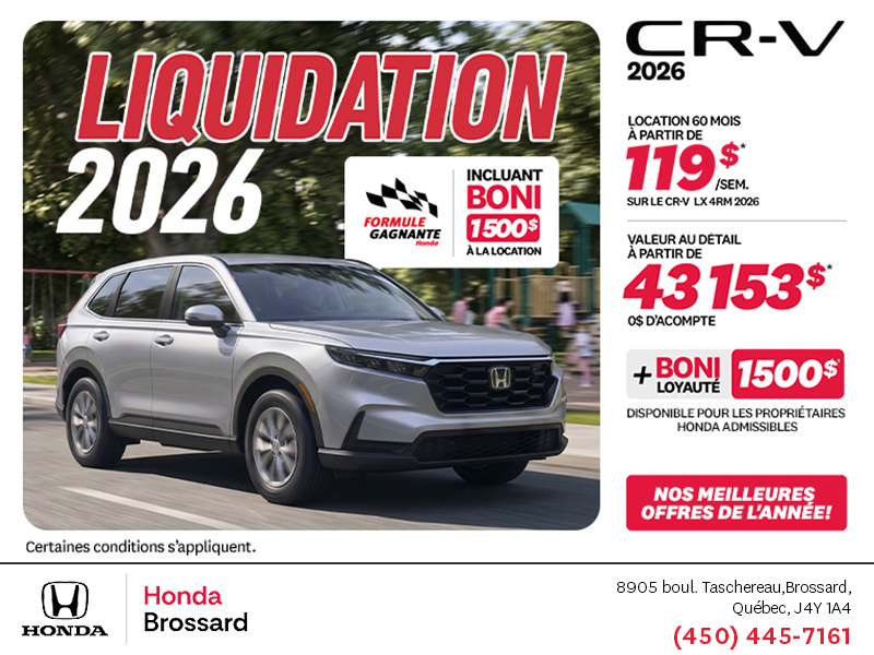 Obtenez la Honda CR-V 2026!