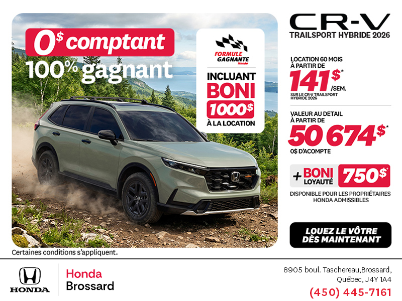 Obtenez la Honda CR-V Hybride 2026!