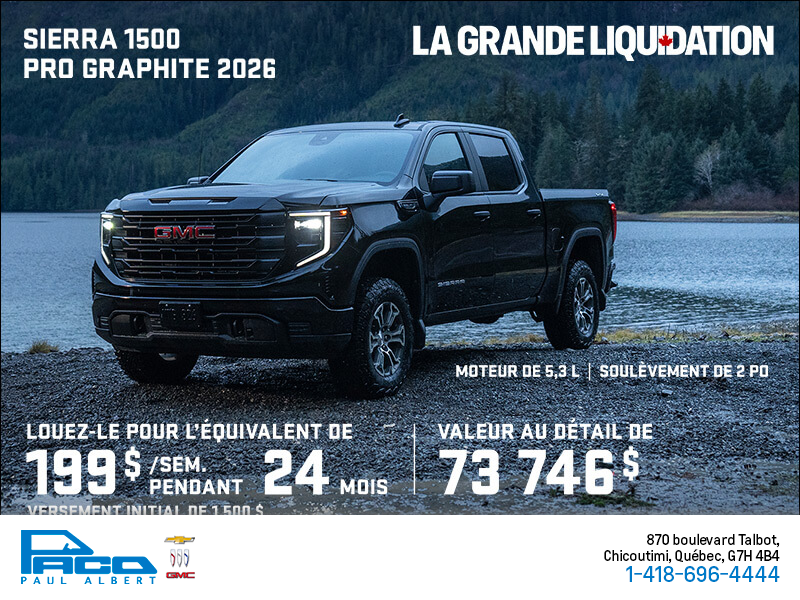 Le GMC Sierra 1500 Pro Graphite 2026 à cabine multiplace