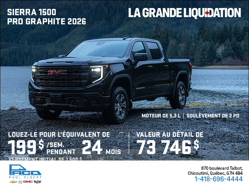Le GMC Sierra 1500 Pro Graphite 2026 à cabine multiplace