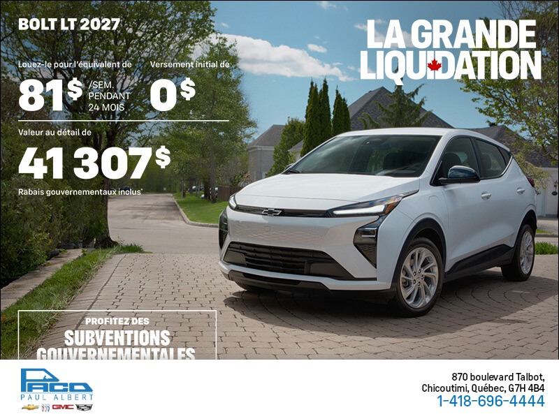 Procurez-vous le Chevrolet Bolt LT 2027