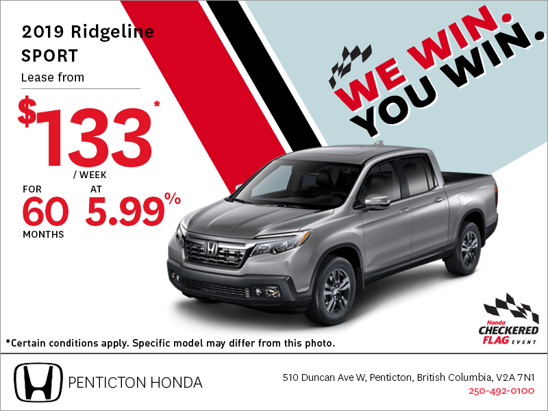 Get the 2019 Honda Ridgeline Today!