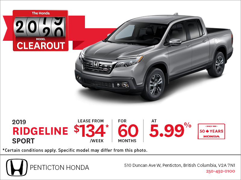 Lease the 2019 Honda Ridgeline Today!