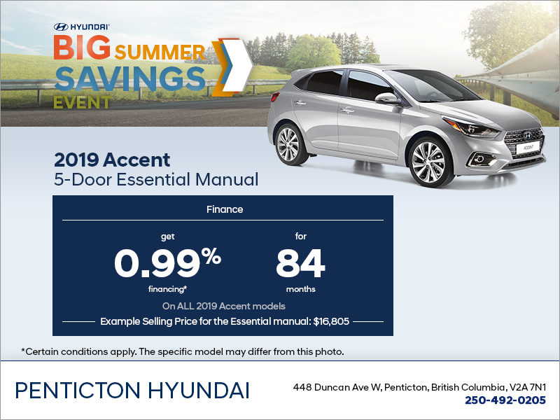 Finance the 2019 Accent 5 Door!