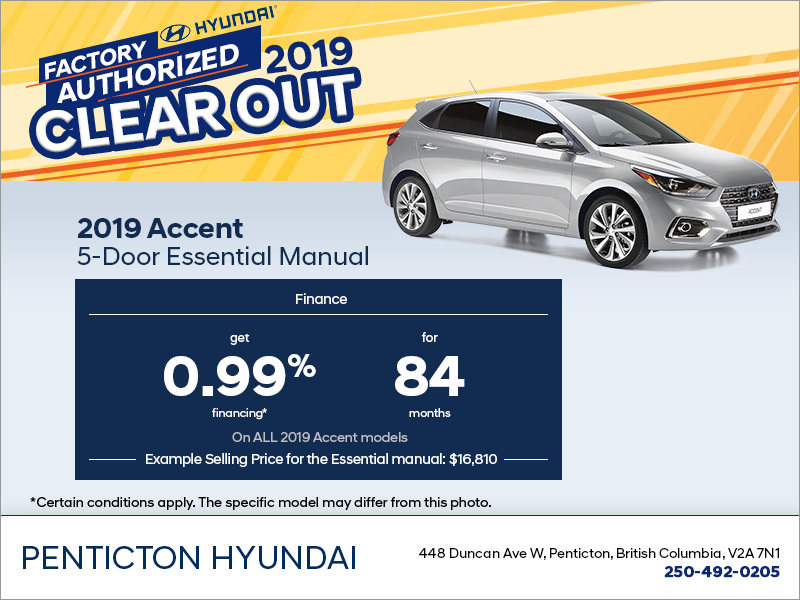 Finance the 2019 Accent 5-Door!