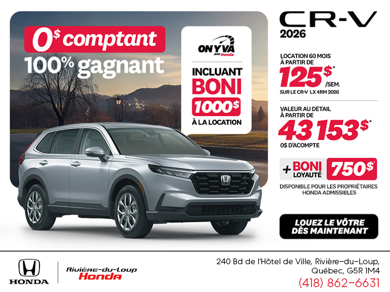 Obtenez le Honda CR-V 2026!