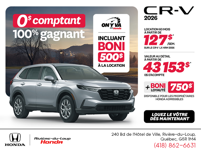 Obtenez le Honda CR-V 2026!