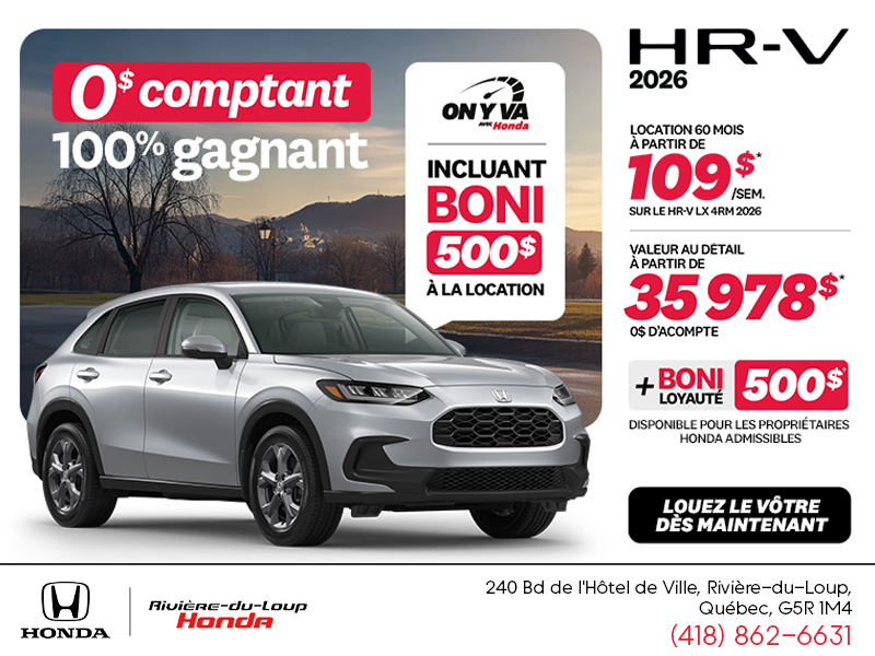 Obtenez le Honda HR-V 2026!