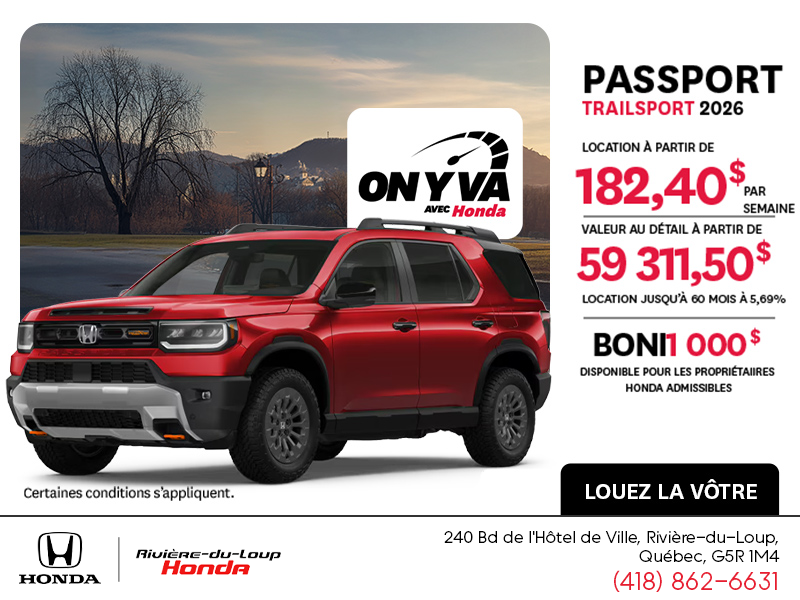 Obtenez le Honda Passport 2026 !