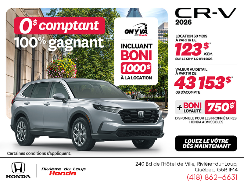 Obtenez la Honda CR-V 2026!