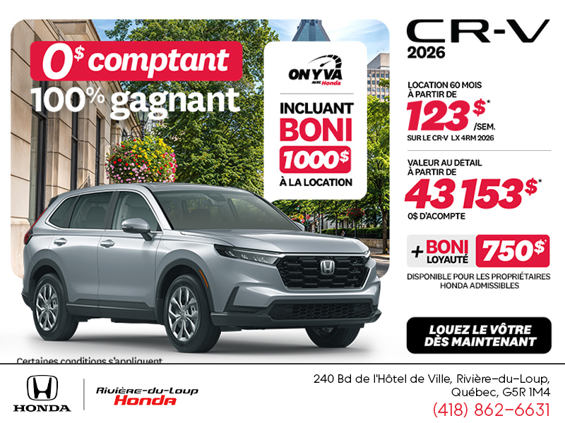Obtenez la Honda CR-V 2026!
