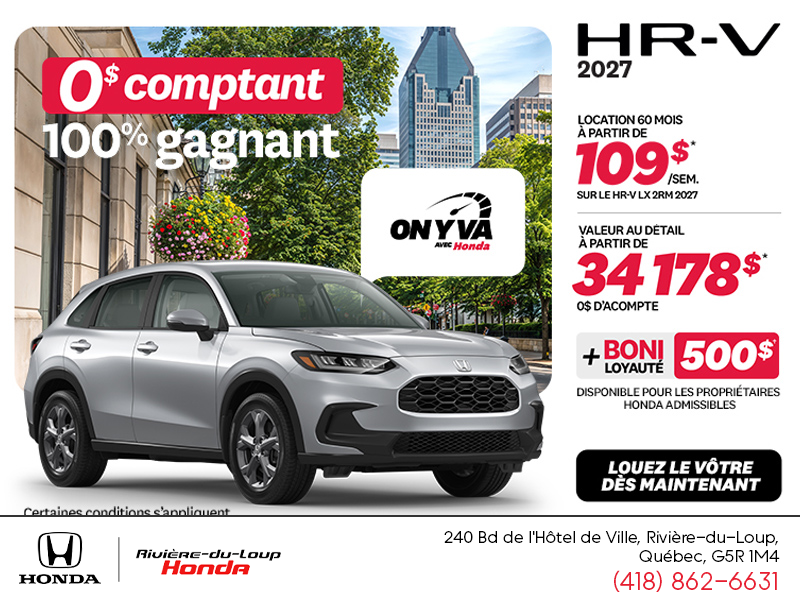 Obtenez la Honda HR-V 2027!