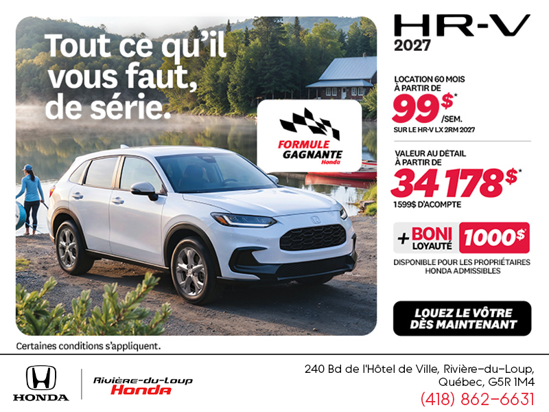 Obtenez la Honda HR-V 2027!