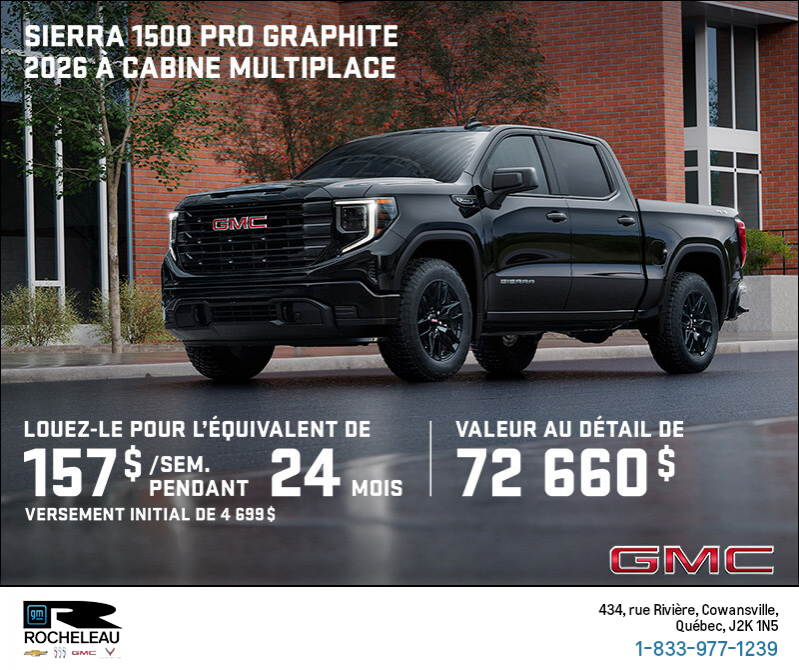 Le GMC Sierra 1500 Pro Graphite 2026 à cabine multiplace