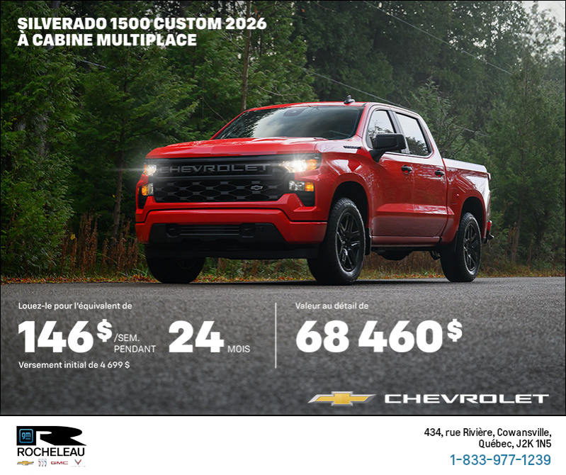 Procurez-vous le Chevrolet Silverado 1500 2026 à cabine multiplace